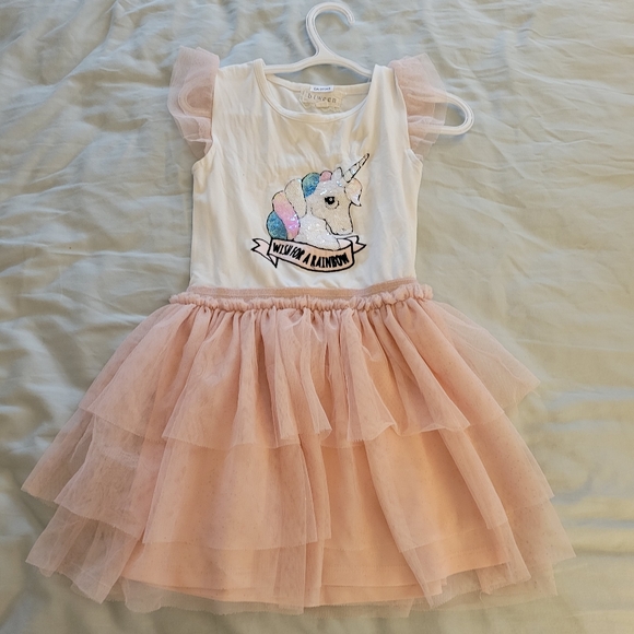 Unicorn dress with sequins and lace 4T - Picture 1 of 3